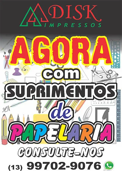 Agora com suprimentos de papelaria - consulte-nos (13) 99702-9076